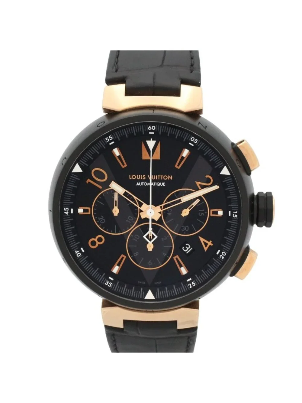 Louis Vuitton Watch Tambour Chrono Black Stainless Steel